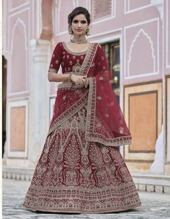 Attrective This Bridal Heavy Designer Lehenga Choli In Fine Color Fabricated On Velvet Beautified Fabric Lahenga Choli With Heavy Designer Embroidery With Hand Work.Buy Now. 