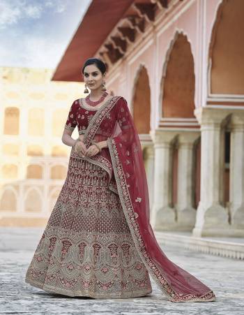 Attrective This Bridal Heavy Designer Lehenga Choli In Fine Color Fabricated On Velvet Beautified Fabric Lahenga Choli With Heavy Designer Embroidery With Hand Work.Buy Now. 