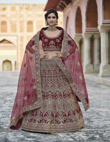 Attrective This Bridal Heavy Designer Lehenga Choli In Fine Color Fabricated On Velvet Beautified Fabric Lahenga Choli With Heavy Designer Embroidery With Hand Work.Buy Now. 