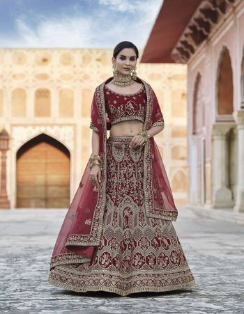 Attrective This Bridal Heavy Designer Lehenga Choli In Fine Color Fabricated On Velvet Beautified Fabric Lahenga Choli With Heavy Designer Embroidery With Hand Work.Buy Now. 