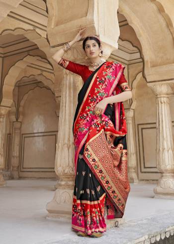 Looking This Traditional Partywear Saree Are Fine Saree Paired With Blouse.This Saree And Blouse Are Banarasi Soft Silk Fabric With Designer Jari Weaving Work. Buy This Pretty Saree Now.