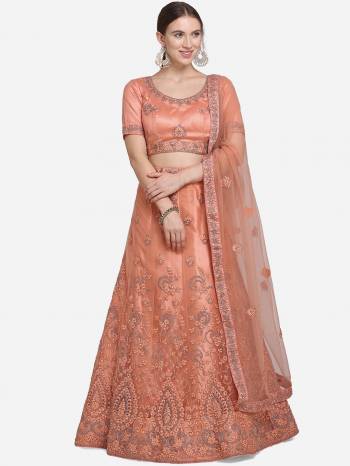 Look Attrective This Partywear Heavy Designer Lehenga Choli And Dupatta In Fine Color Fabricated On Net Beautified With Heavy Attractive Jari Embroidery Work.Buy Now. 