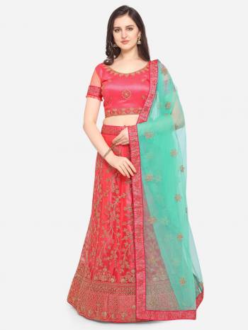 Look Attrective This Partywear Heavy Designer Lehenga Choli And Dupatta In Fine Color Fabricated On Net Beautified With Heavy Attractive Jari Embroidery Work.Buy Now. 