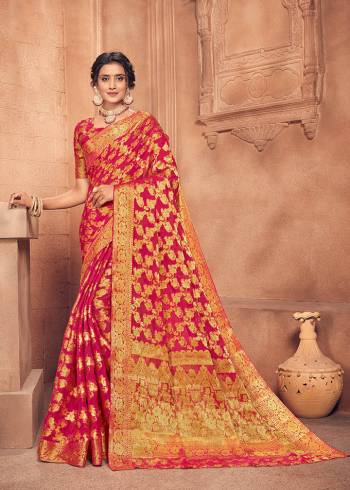 Looking This Lovely Colored Traditional Designer Saree. This Saree?And Blouse Are Fabricated On Chiffon Beautified With Designer Weaving Jari Work. Buy This Pretty Saree Now.