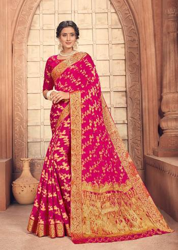 Looking This Lovely Colored Traditional Designer Saree. This Saree?And Blouse Are Fabricated On Chiffon Beautified With Designer Weaving Jari Work. Buy This Pretty Saree Now.