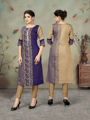 Attrective This Readymade Long Kurti With Bottom In Fine Color. Kurti Are Chanderi And Pant Are Polyster Fabricated Beautified With Designer Printed. It Is Light In Weight And Easy To Carry All Day Long. 