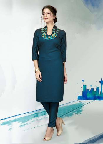 Attrective This Readymade Long Kurti With Bottom In Fine Color. Kurti Are Poly Slub Viscose And Pant Are Poly Slub Viscose Fabricated Beautified With Designer Embroidery Work. It Is Light In Weight And Easy To Carry All Day Long. 