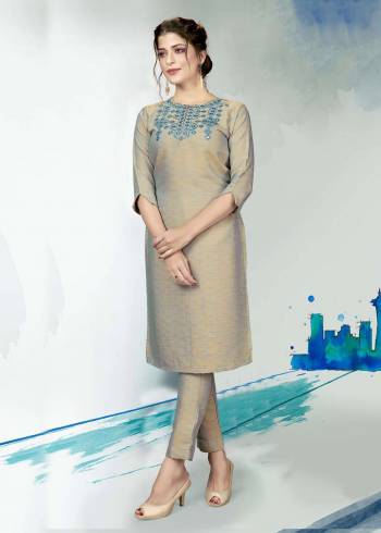 Attrective This Readymade Long Kurti With Bottom In Fine Color. Kurti Are Poly Slub Viscose And Pant Are Poly Slub Viscose Fabricated Beautified With Designer Embroidery Work. It Is Light In Weight And Easy To Carry All Day Long. 