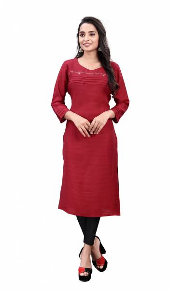 GarbThis Readymade Long Kurti In Fine Color. Kurti Are Poly Viscose Fabricated Beautified With Designer Hand Work. It Is Light In Weight And Easy To Carry All Day Long. 