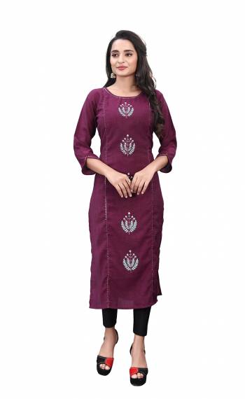 GarbThis Readymade Long Kurti In Fine Color. Kurti Are Fancy Poly Slub Fabricated Beautified With Designer Hand Work. It Is Light In Weight And Easy To Carry All Day Long. 