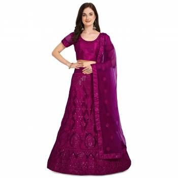 Garb This Partywear Heavy Designer Lehenga Choli And Dupatta In Fine Color Fabricated On Net Beautified With Heavy Attractive Multy,Sequance Embroidery Work.Buy Now. 