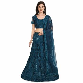 Garb This Partywear Heavy Designer Lehenga Choli And Dupatta In Fine Color Fabricated On Net Beautified With Heavy Attractive Multy,Sequance Embroidery Work.Buy Now. 