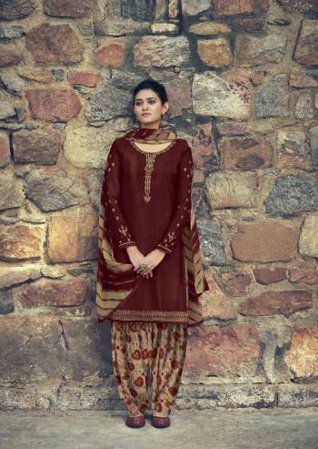 This Designer Patiyala Suit In Fine Color.Its Pretty Heavy Designer Embroidery Work Top Is Royal Crepe Based Paired With Royal Crepe Bottom And Faux Georgette Fabricated Digital Printed Dupatta Which Gives An Attractive To The Suit.