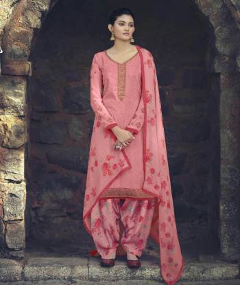 This Designer Patiyala Suit In Fine Color.Its Pretty Heavy Designer Embroidery Work Top Is Royal Crepe Based Paired With Royal Crepe Bottom And Faux Georgette Fabricated Digital Printed Dupatta Which Gives An Attractive To The Suit.