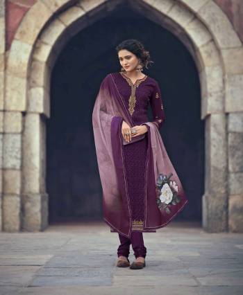 Designer This Suit In Fine Color.Its Pretty Heavy Designer Thread Embroidery Work Top Is Faux Georgette Based Paired With Santoon Bottom And Chiffon Fabricated Digital Printed Dupatta Which Gives An Attractive To The Suit.