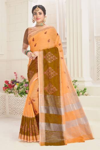 Garb This Tassle Saree Paired With Blouse.This Saree And Blouse Are Linen Based Fabric With Wevon Designer With Embroidery Work. Buy This Pretty Saree Now.