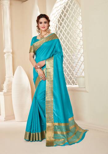 Your Personality In This Lovely Colored Designer Saree. This Saree?And Blouse Are Fabricated On Spun Cottont Silk Beautified With Wevon Designer. Buy This Pretty Saree Now.