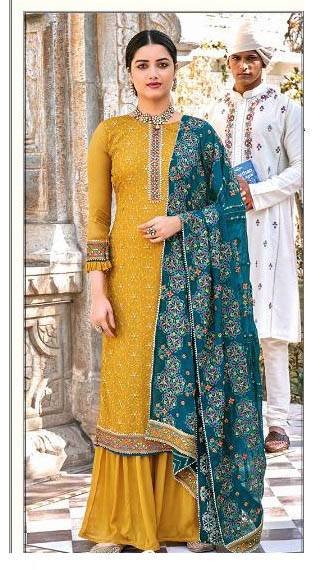 Garb This Designer Sharara Suit In Fine Color.Its Pretty Heavy Designer Embroidery Work Top Is Blooming Georgette Based Paired With Santoon Bottom And Chiffon Fabricated Work Dupatta Which Gives An Attractive To The Suit.