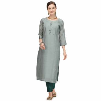 Attrective This Readymade Long Kurti With Bottom In Fine Color. Kurti Are Chanderi Silk And Pant Are Fancy Slub Fabricated Beautified With Designer Embroidery Work. It Is Light In Weight And Easy To Carry All Day Long. 