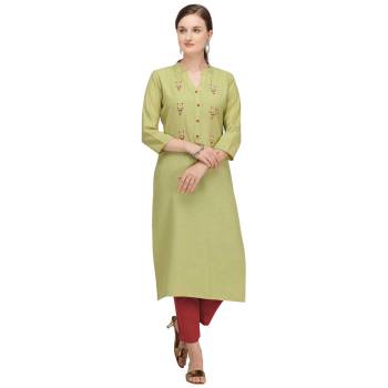 Garb This Good Looking Readymade Long Kurti In Fine Color. Kurti Are Poly Viscose Slub Fabricated Beautified With Designer Hand Designer Work. It Is Light In Weight And Easy To Carry All Day Long. 