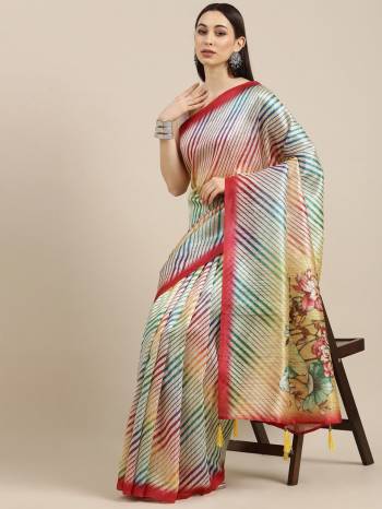 Attrective Look Pretty In This Beautifull Saree In Lovely Color Paired With Contrased Blouse. This Saree And Blouse Are Fabricated On Tussar Silk With Designer Digital Printed. Buy This Saree Now