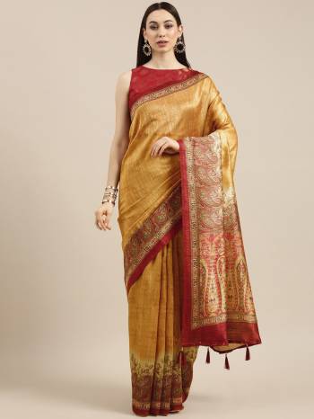 Attrective Look Pretty In This Beautifull Saree In Lovely Color Paired With Contrased Blouse. This Saree And Blouse Are Fabricated On Tussar Silk With Designer Digital Printed. Buy This Saree Now