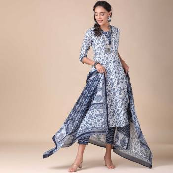 Attrective This Good Looking Readymade Long Suits In Fine Color. Top,Bottom And Dupatta Are Cotton Fabricated Beautified With Designer Printed. It Is Light In Weight And Easy To Carry All Day Long. 