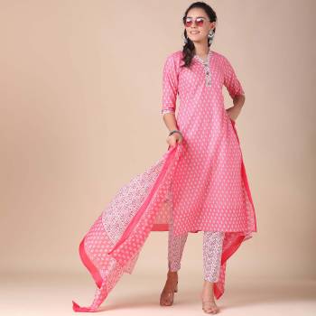 Attrective This Good Looking Readymade Long Suits In Fine Color. Top,Bottom And Dupatta Are Cotton Fabricated Beautified With Designer Printed. It Is Light In Weight And Easy To Carry All Day Long. 