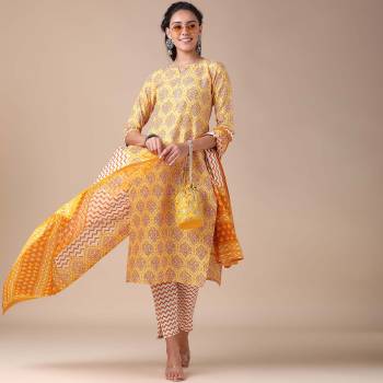 Attrective This Good Looking Readymade Long Suits In Fine Color. Top,Bottom And Dupatta Are Cotton Fabricated Beautified With Designer Printed. It Is Light In Weight And Easy To Carry All Day Long. 