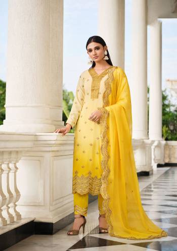 Looking This Designer Suits In Lovely Color.?Its Pretty Designer Jari Embroidery Work Top Is Georgette Based Paired Bottom Georgette With Chiffon Fabricated Dupatta. Which Gives An Attractive To The Dress.