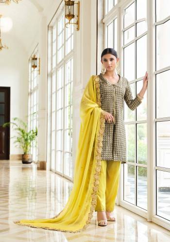 Looking This Designer Suits In Lovely Color.?Its Pretty Designer Embroidery Work Top Is Georgette Based Paired Bottom Santoon With Chiffon Fabricated Dupatta Which Gives An Attractive To The Dress.