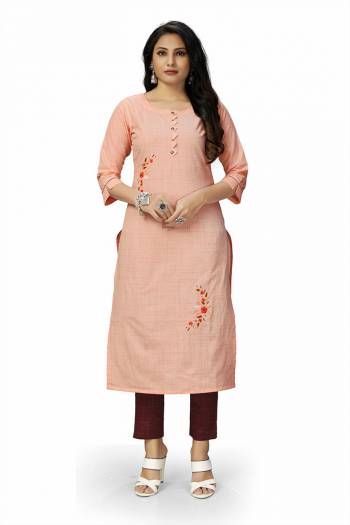 Attrective Look This Readymade Long Kurti In Fine Color. Kurti Are Poly Cotton Slub Fabricated Beautified With Designer Hand Embroidery Work. It Is Light In Weight And Easy To Carry All Day Long. 