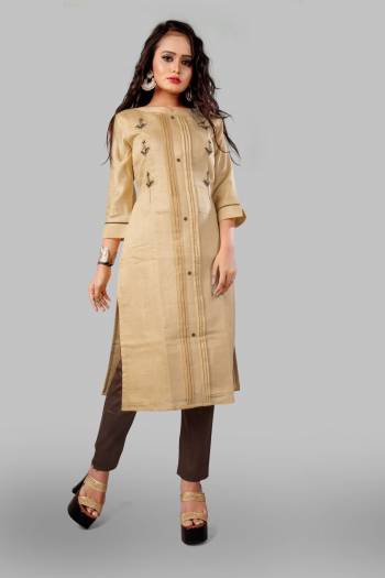 Look This Readymade Long Kurti With Bottom In Fine Color. Kurti Are Viscose Slub And Pant Are Cotton Dobby Fabricated Beautified With Designer Embroidery Work. It Is Light In Weight And Easy To Carry All Day Long. 