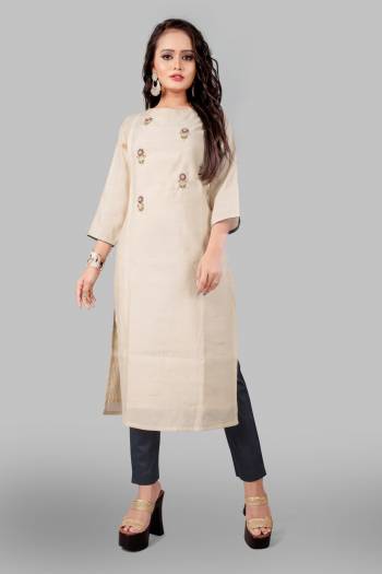 Look This Readymade Long Kurti With Bottom In Fine Color. Kurti Are Chanderi Viscose And Pant Are Cotton Dobby Fabricated Beautified With Designer Embroidery Work. It Is Light In Weight And Easy To Carry All Day Long. 