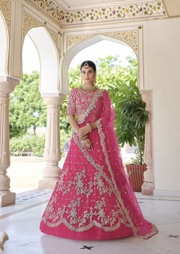 Looking This Bridal Heavy Designer Lehenga Choli In Fine Light Color Fabricated On Soft Net Beautified Fabric With Heavy Designer Sequance,Dori Embroidery Work.Buy Now. 