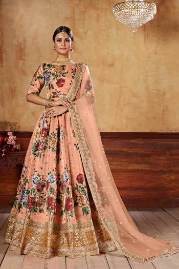 Stylist This Wedding Season Special Designer Lehenga Choli And Dupatta In Fine Color. Blouse And Lahenga  Are Fine Art Silk Fabric Based With Heavy Designer Digital Printed With Dori,Sequance Embroidery Work.Buy Now. 