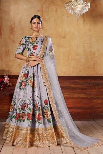 Stylist This Wedding Season Special Designer Lehenga Choli And Dupatta In Fine Color. Blouse And Lahenga  Are Fine Art Silk Fabric Based With Heavy Designer Digital Printed With Dori,Sequance Embroidery Work.Buy Now. 