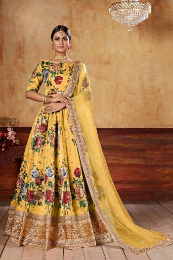 Stylist This Wedding Season Special Designer Lehenga Choli And Dupatta In Fine Color. Blouse And Lahenga  Are Fine Art Silk Fabric Based With Heavy Designer Digital Printed With Dori,Sequance Embroidery Work.Buy Now. 