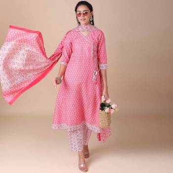 Attrective This Good Looking Readymade Long Suits In Fine Color. Top,Bottom And Dupatta Are Cotton Fabricated Beautified With Designer Printed. It Is Light In Weight And Easy To Carry All Day Long. 