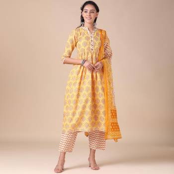 Attrective This Good Looking Readymade Long Suits In Fine Color. Top,Bottom And Dupatta Are Cotton Fabricated Beautified With Designer Printed. It Is Light In Weight And Easy To Carry All Day Long. 