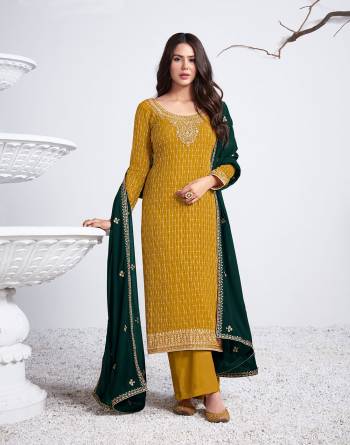 Attrective This Partywear Collection In Long Length Fine Color.Its Pretty Heavy Designer Embroidery Work Top Is Georgette Based Paired With Santoon Bottom And Georgette Fabricated Dupatta Which Gives An Attractive To The Suit.Buy Now.