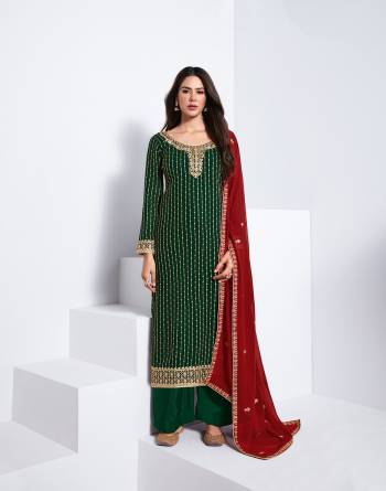 Attrective This Partywear Collection In Long Length Fine Color.Its Pretty Heavy Designer Embroidery Work Top Is Georgette Based Paired With Santoon Bottom And Georgette Fabricated Dupatta Which Gives An Attractive To The Suit.Buy Now.