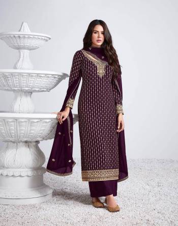 Attrective This Partywear Collection In Long Length Fine Color.Its Pretty Heavy Designer Embroidery Work Top Is Georgette Based Paired With Santoon Bottom And Georgette Fabricated Dupatta Which Gives An Attractive To The Suit.Buy Now.