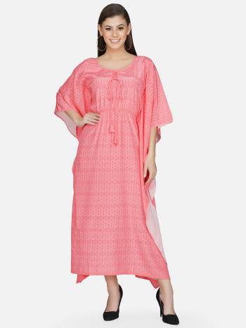 Looking Attrective This Readymade Long Kaftan In Fine Color.Its Kaftan Are Polyester Fabricated Beautified With Designer Self Printed. It Is Light In Weight And Easy To Carry All Day Long. 