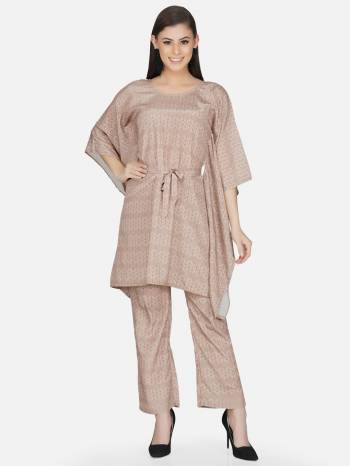 Looking Attrective This Readymade Long Kaftan Kurti With Bottom In Fine Color. Kurti And Bottom Are Polyester Fabricated Beautified With Designer Self Printed. It Is Light In Weight And Easy To Carry All Day Long. 