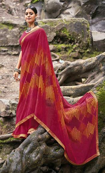 Looking This Designer Casual Wear Saree Are Fine Saree Paired With Blouse.This Saree And Blouse Are Georgette Based Fabric With Designer Abstract Printed With Lace. Buy This Pretty Saree Now.