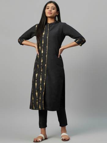 Attrective This Readymade Long Kurti With Bottom In Fine Color Fabricated On Poly Silk Beautified With Designer Foil Printed. It Is Light In Weight And Easy To Carry All Day Long. 