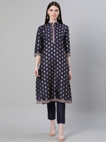 Attrective This Readymade Long Kurti With Bottom In Fine Color Fabricated On Poly Silk Beautified With Designer Foil Printed. It Is Light In Weight And Easy To Carry All Day Long. 