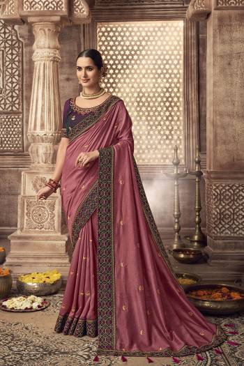 Stylist This Partywear Designer Fine Colour Saree Paired With Blouse.This Saree Are Vichitra Silk And Blouse Are Two Tone Phantom Silk Fabric With Heavy Jari,Resham Embroidery Embroidery,Stone Work Blouse. Buy This Pretty Saree Now.