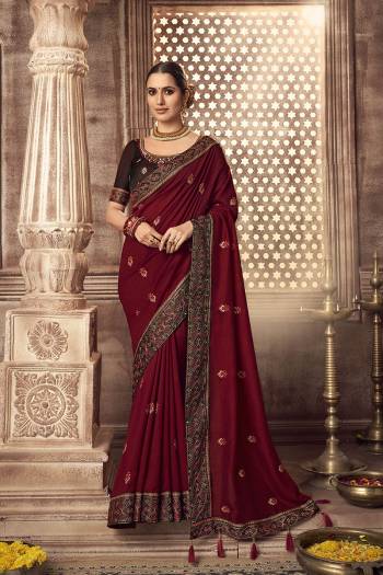 Stylist This Partywear Designer Fine Colour Saree Paired With Blouse.This Saree Are Vichitra Silk And Blouse Are Two Tone Phantom Silk Fabric With Heavy Jari,Resham Embroidery Embroidery,Stone Work Blouse. Buy This Pretty Saree Now.